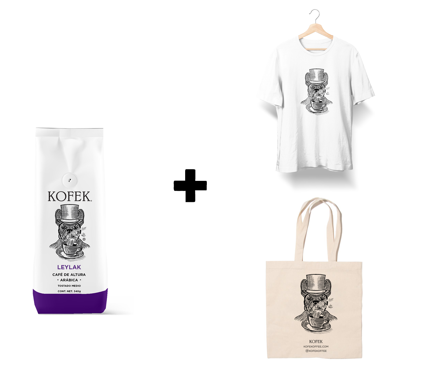 Combo Kofek - Café, Bolsa Tote y Playera